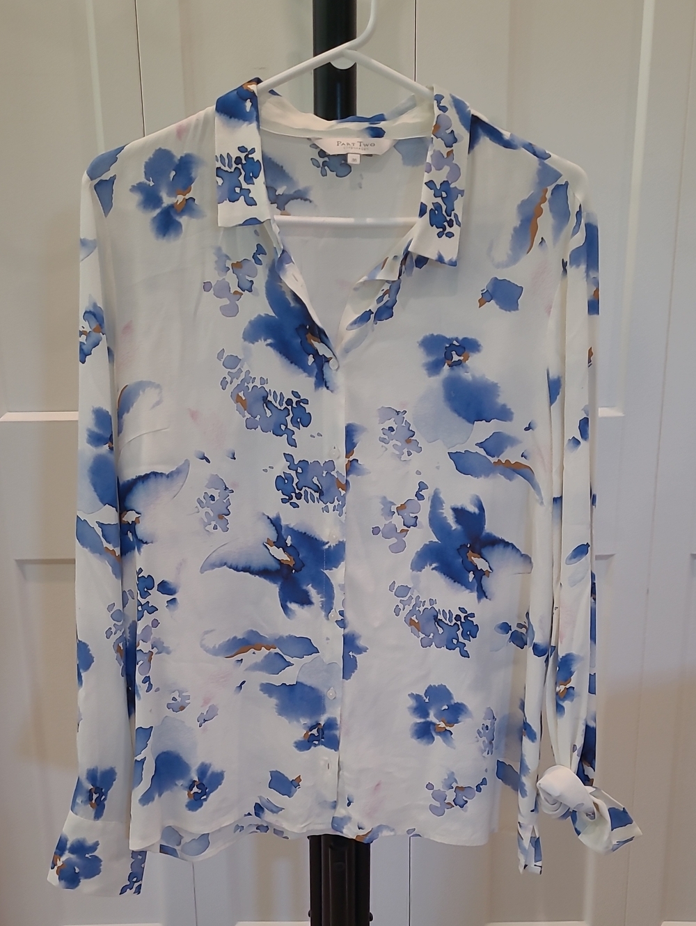 Part Two Blue Floral Button-Up Blouse